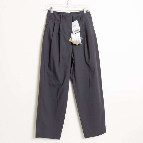 Kit and Ace Pants - Kit And Ace Navigator Ride Pleated Pants Cropped Oversized Gray